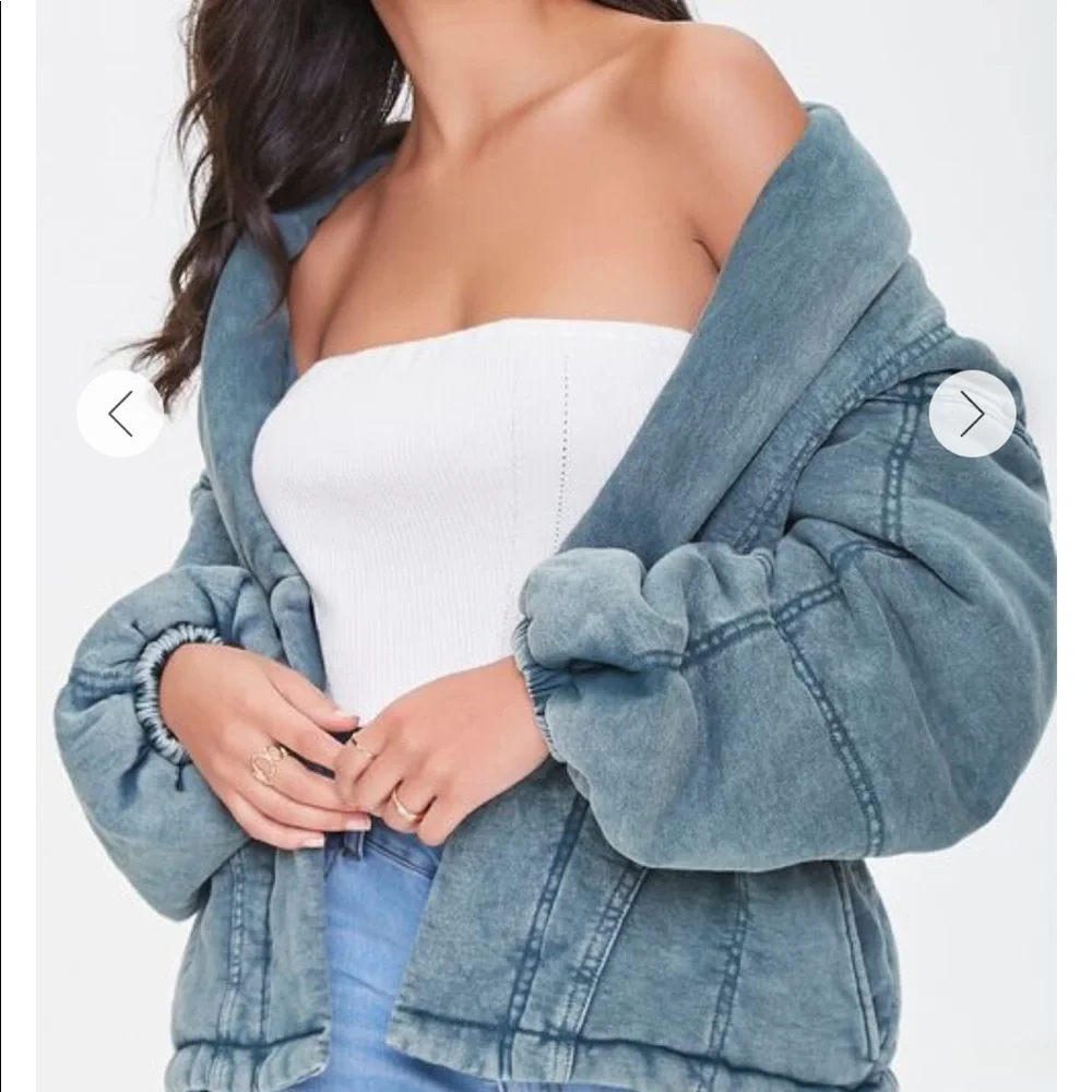 Jacket coat mineral wash blue womens - Picture 8 of 9